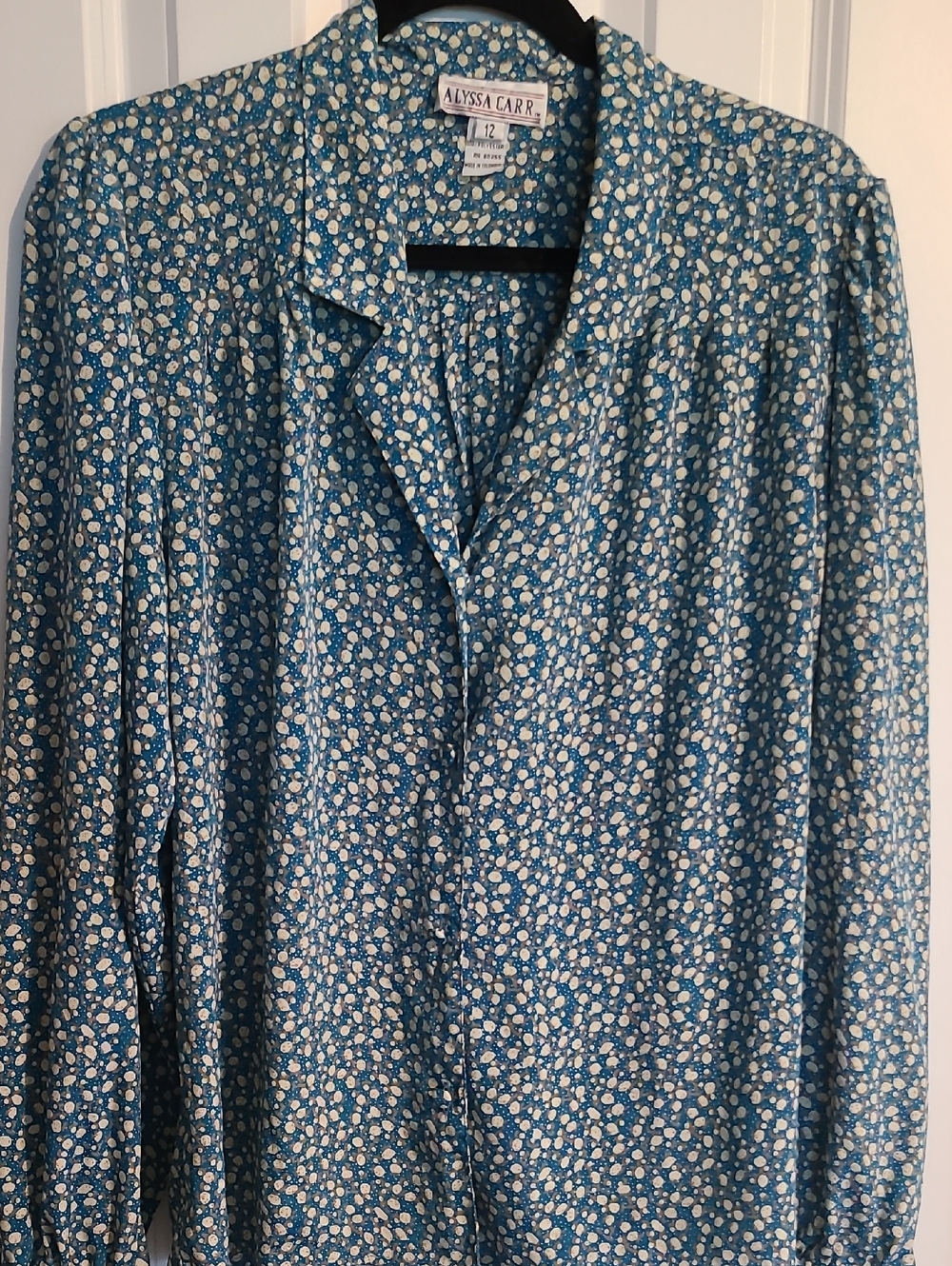 Vintage Teal Blue Floral Button Down Shirt